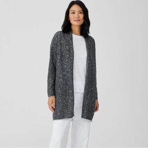 Eileen Fisher Organic Cotton Linen Slub Long Cardigan Large Sustainable